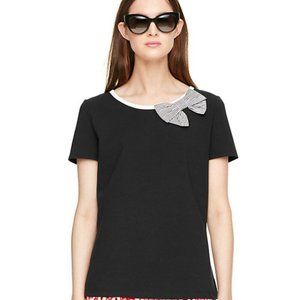 NWT Kate Spade Broome Street Black Bow Tee XL